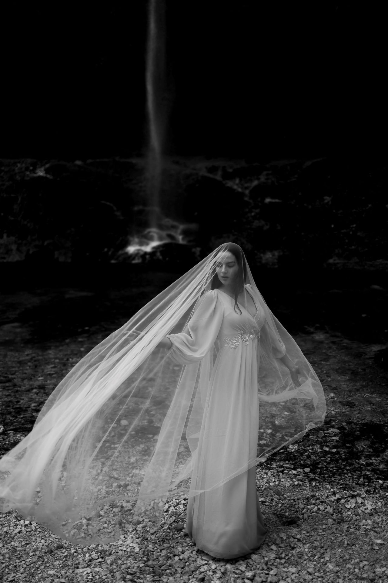 black and white photo bride portrait