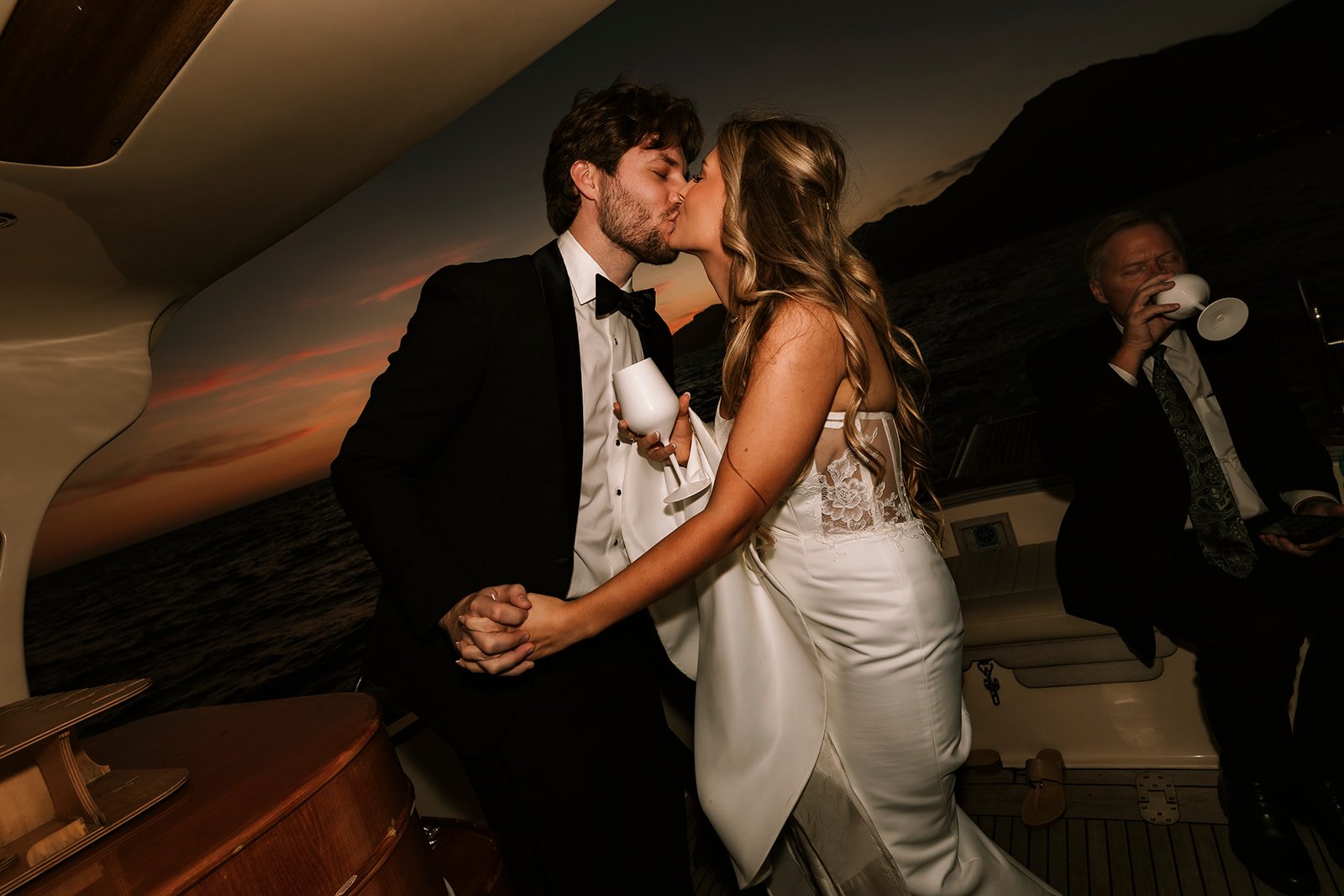 Positano wedding elopement, bride and groom, boat Positano,  vintage car Positano, Elopement photographer Amalfi Coast 