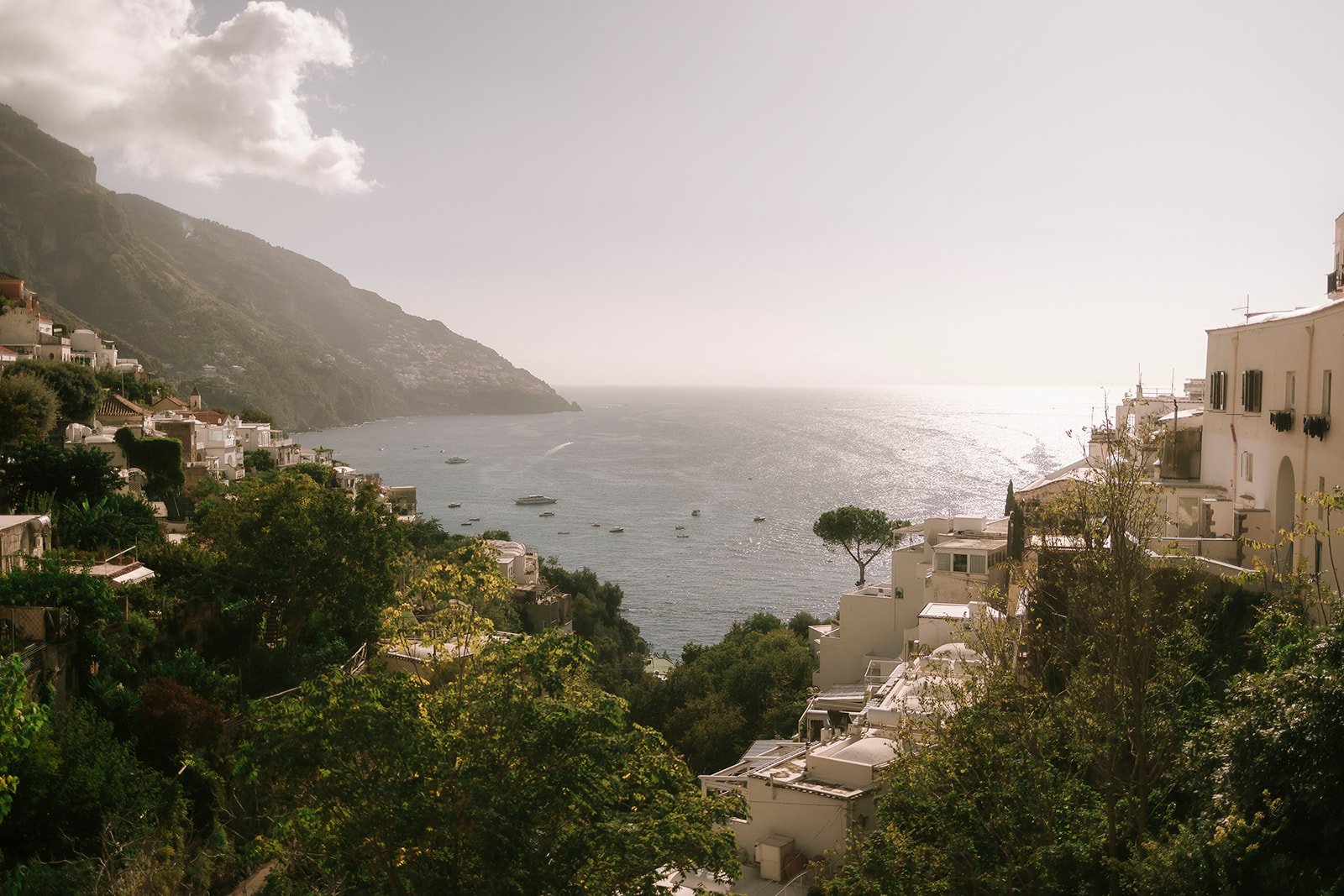 Positano wedding elopement, bride and groom, boat Positano,  vintage car Positano, Elopement photographer Amalfi Coast 