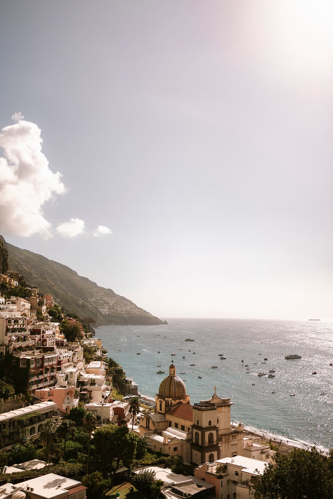 Positano wedding elopement, bride and groom, boat Positano,  vintage car Positano, Elopement photographer Amalfi Coast 