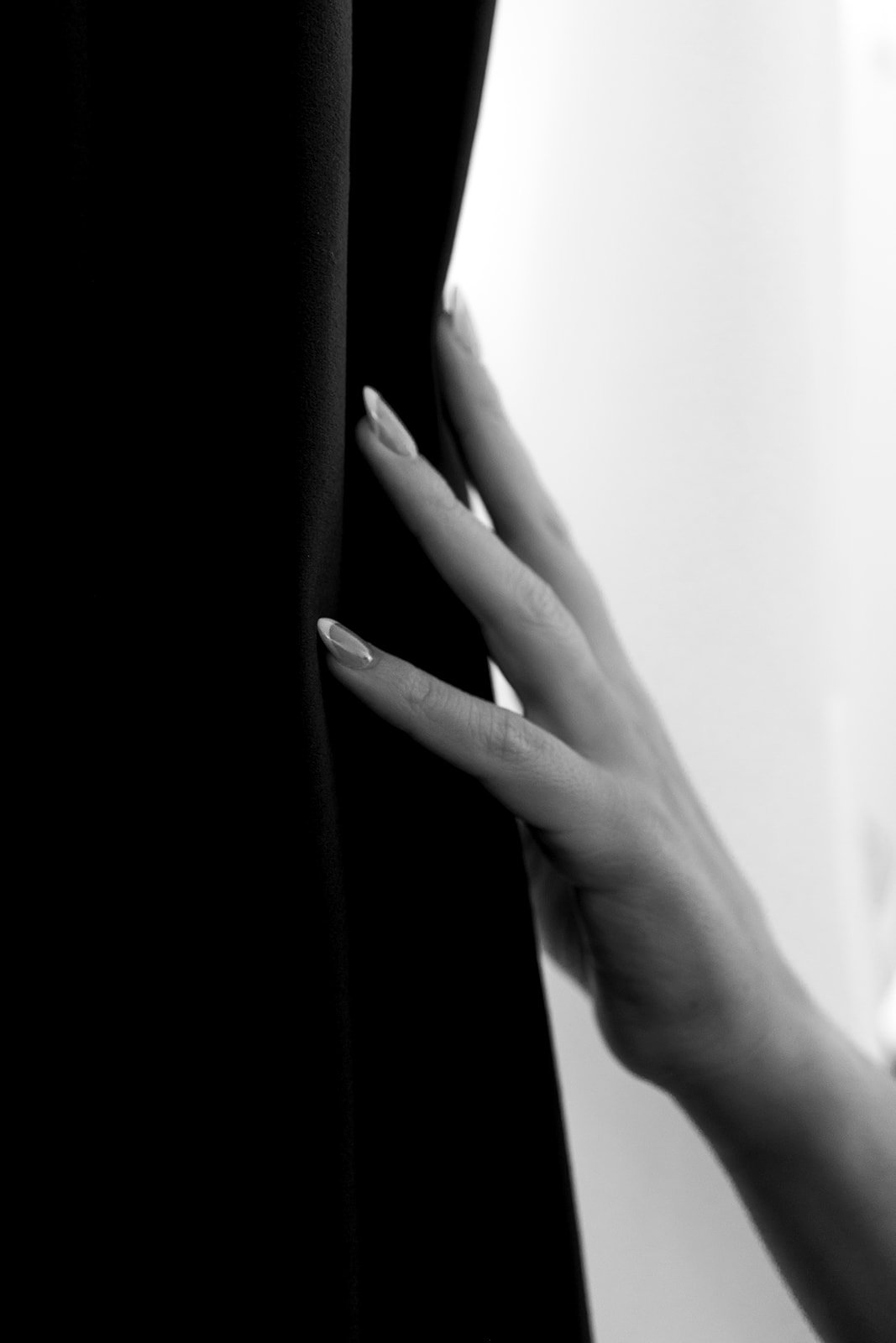hand, black and white photo