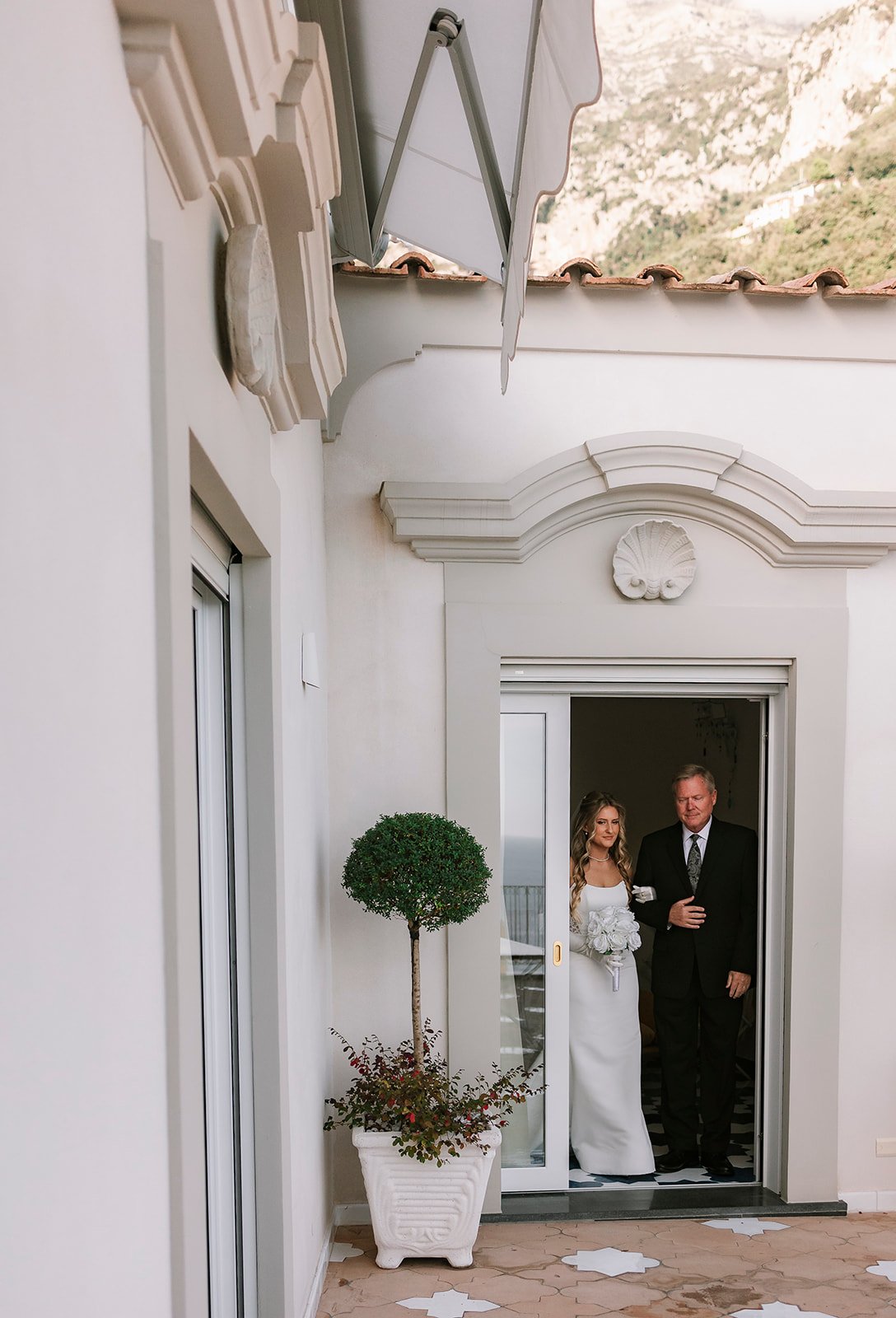 Bride and father ceremony wedding in Positano, Italy 