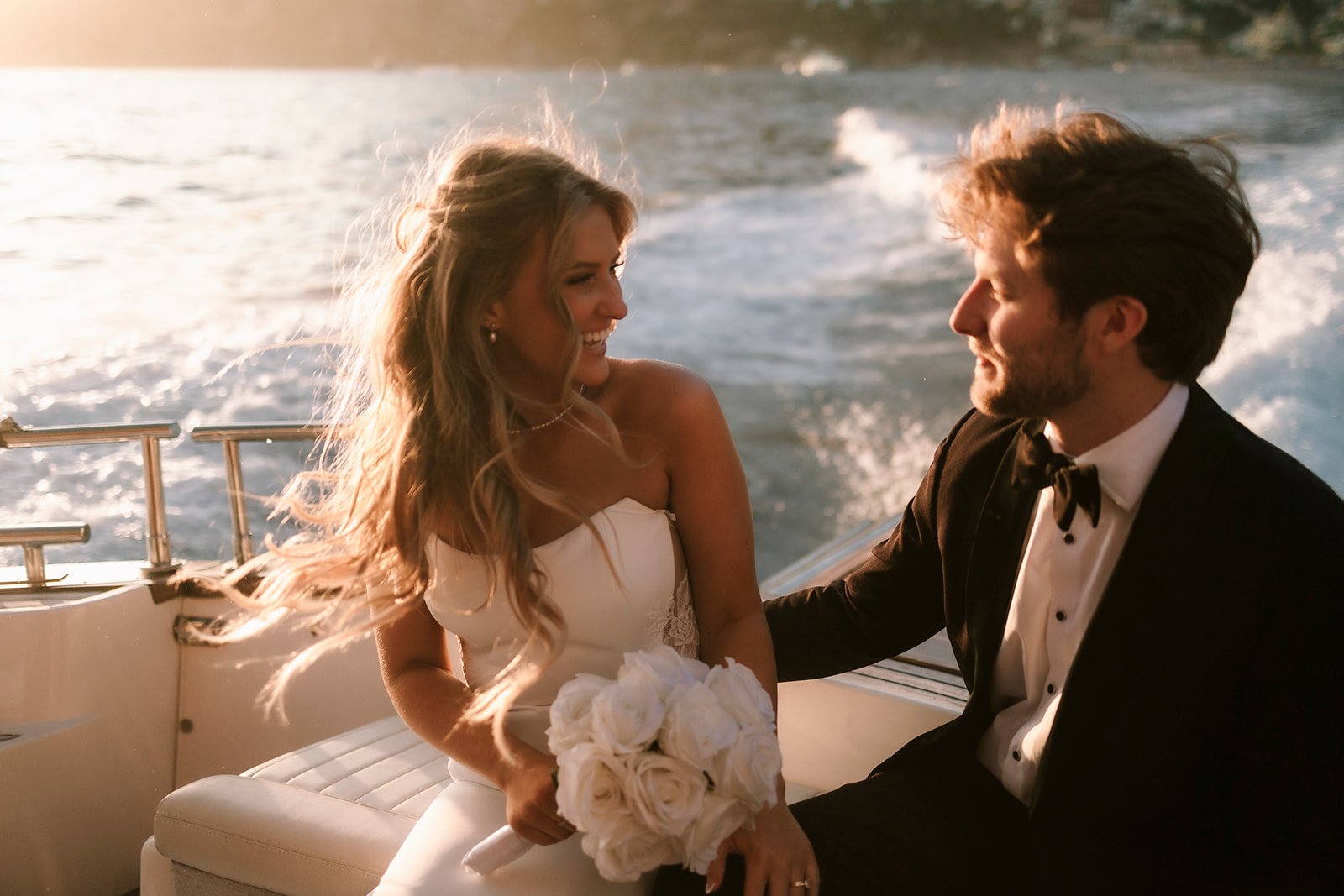 Positano wedding elopement, bride and groom, boat Positano,  vintage car Positano, Elopement photographer Amalfi Coast 