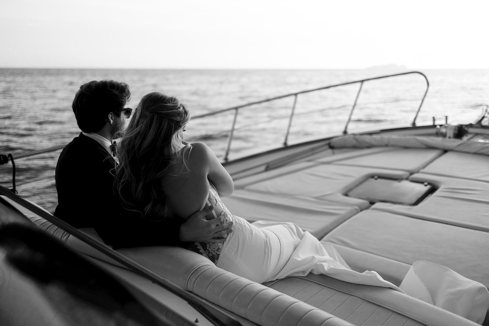 Positano wedding elopement, bride and groom, boat Positano,  vintage car Positano, Elopement photographer Amalfi Coast 