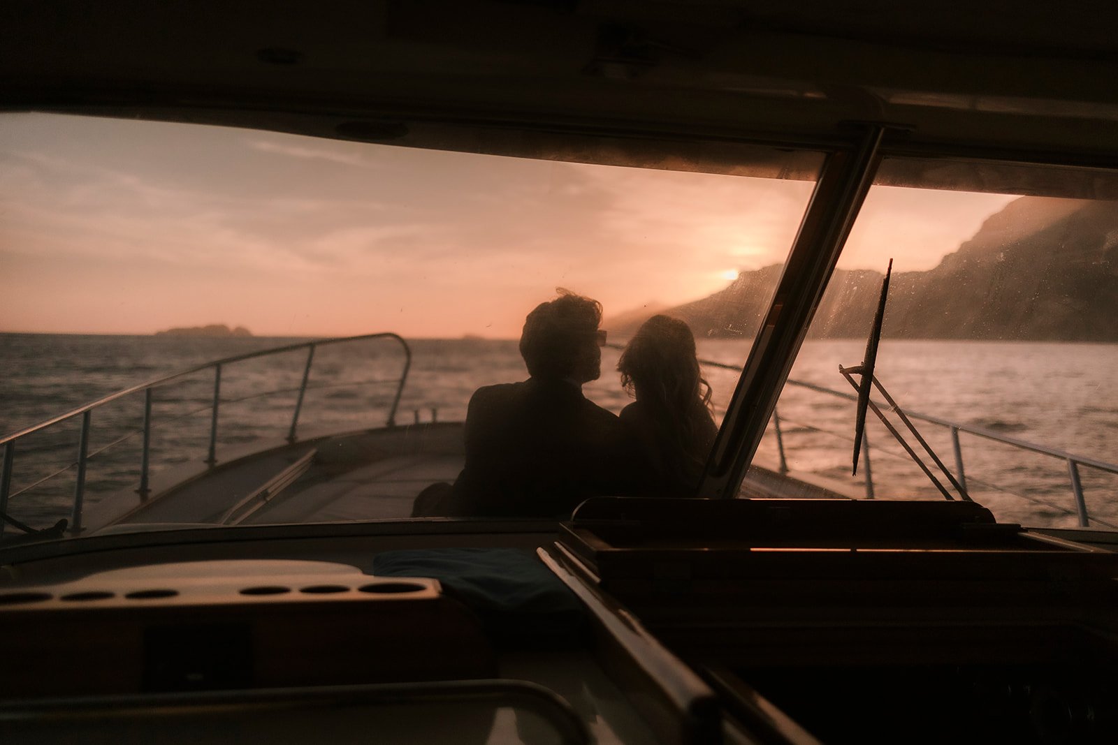 Positano wedding elopement, bride and groom, boat Positano,  vintage car Positano, Elopement photographer Amalfi Coast 